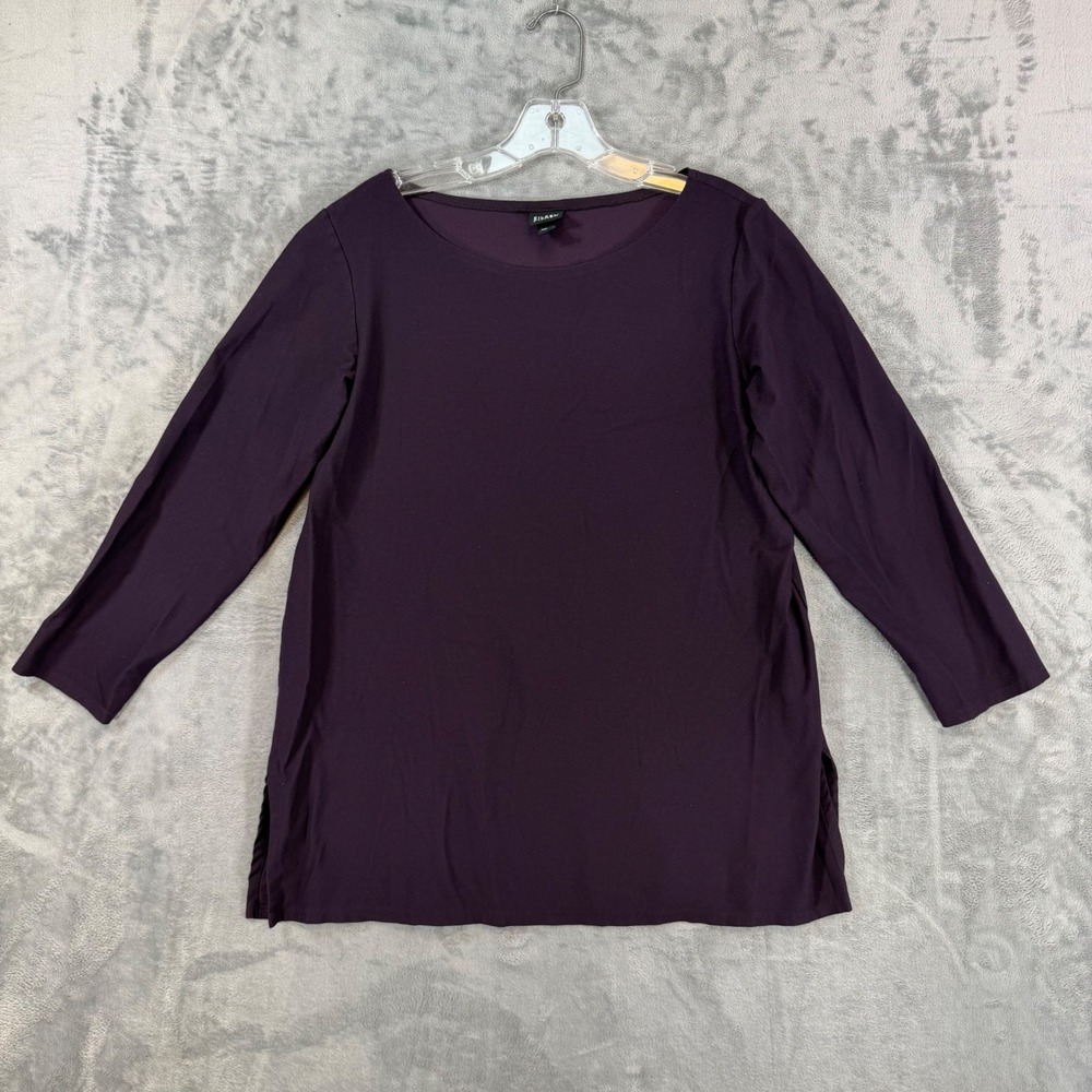 Eileen Fisher Women's Boat Neck Tunic Top Size M Purple Viscose Long Sleeve